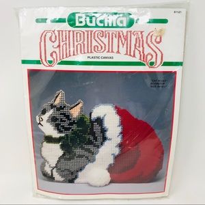 BUCILLA Christmas CAT IN HAT Doorstop Crewel Kit